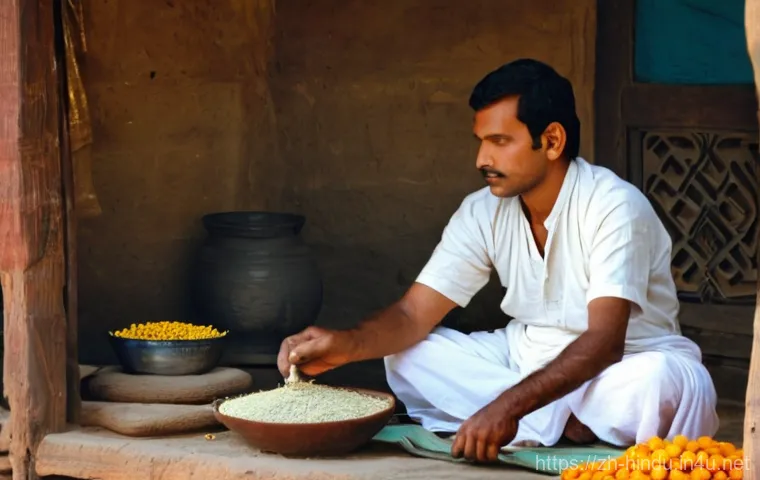 힌두교 카스트 제도 - **Prompt:** A serene, sun-drenched ancient Indian village scene during the Vedic era. In the foregro...