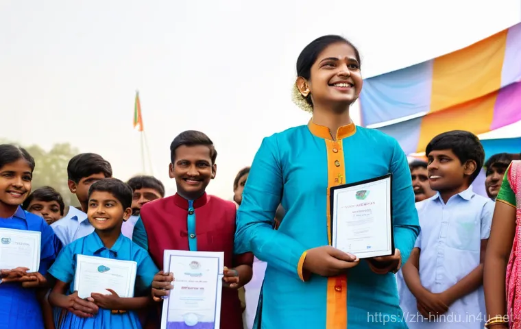 힌두교 카스트 제도 - **Prompt:** A bustling, modern Indian university campus quad. A determined young female student, of ...