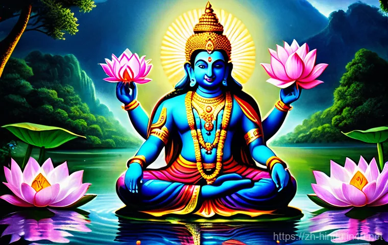 힌두교 브라마 신 - Prompt 1: The Emergence of Brahma from the Cosmic Lotus**