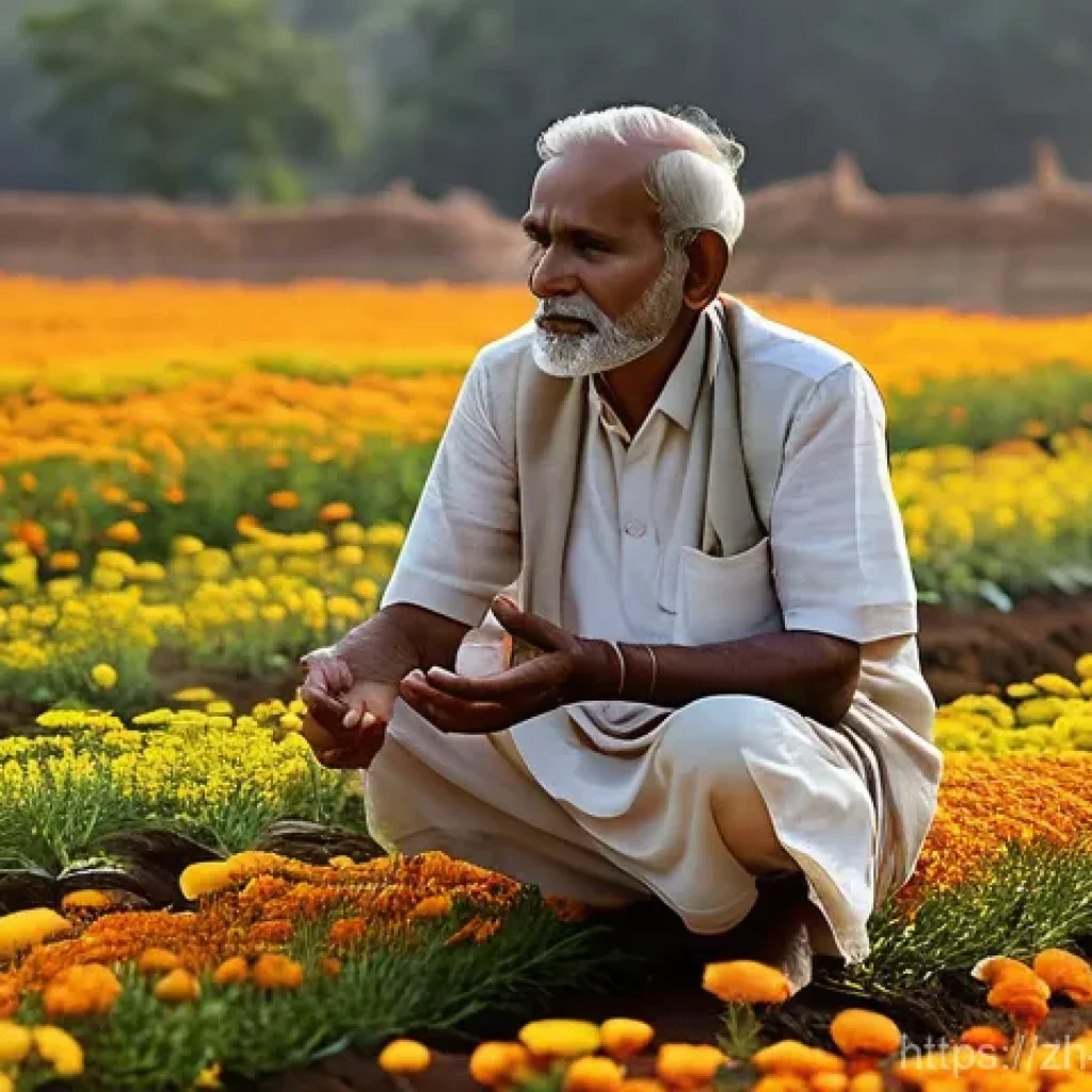 힌두교와 농업 - **Prompt 1: Reverence for Mother Earth and Sowing Ritual**
    "An elderly Indian farmer, with a gen...