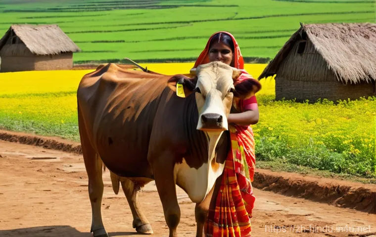힌두교와 농업 - **Prompt 1: Reverence for Mother Earth and Sowing Ritual**
    "An elderly Indian farmer, with a gen...