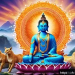 힌두교와 죽음의 관념 - A serene scene depicting the Hindu cycle of rebirth (Samsara), featuring a glowing ethereal soul gen...